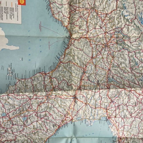 Italy travel map 1967 used, Shell touring