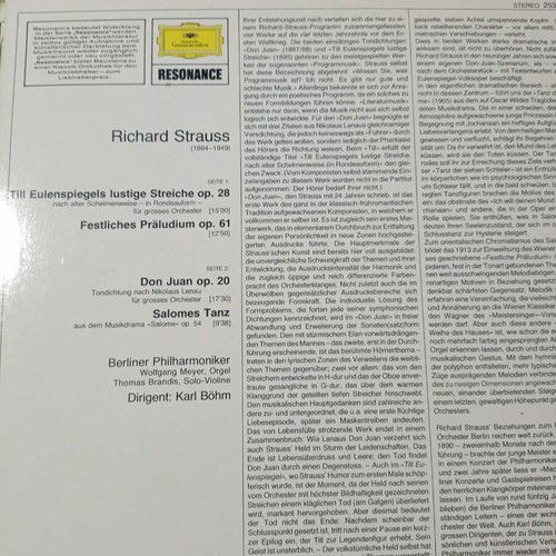Richard Strauss vinyl record like new, classical genre