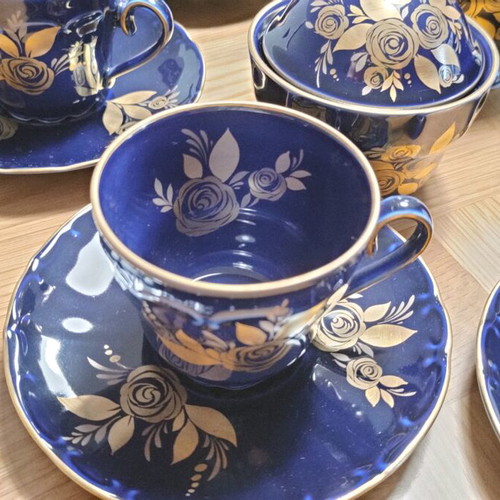 Vintage Cobalt Tea Set 22 Carat Bavaria Echt Cobalt, new