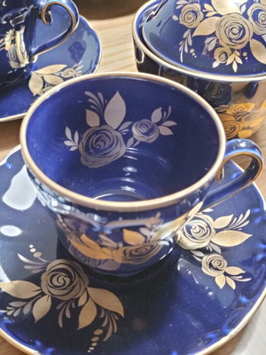 Vintage Cobalt Tea Set 22 Carat Bavaria Echt Cobalt, new