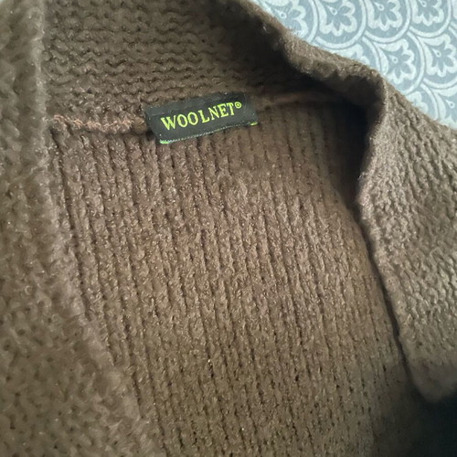 Woolnet short-sleeve cardigan like new, dark brown