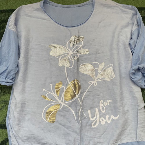 Long sleeve blouse, baby blue, size XL