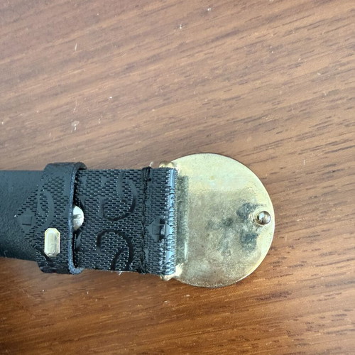 Guess belt for woman like new, black canvas with gold buckle, size L (105)