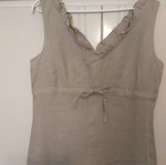 Linen dress used, midi fit, size M, khaki color