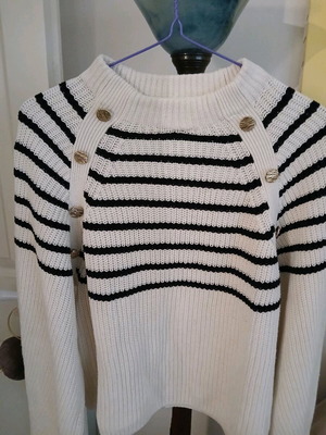 H&M Cotton Breton Sweater like new with Stripes and Gold Buttons