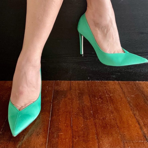 Zara satin green pumps like new, size 36