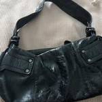 Luana leather shoulder bag shiny finish like new, black
