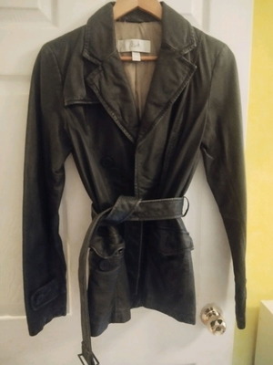 Leather women's jacket black gray, Canada
