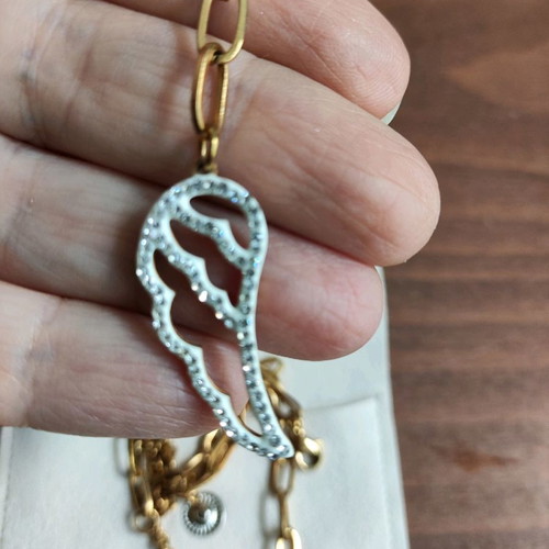 Feather pendant with adjustable shiny chain