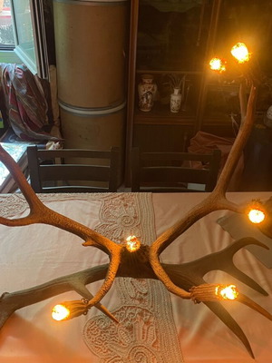 Lamp made of deer antler like new, made in 1960