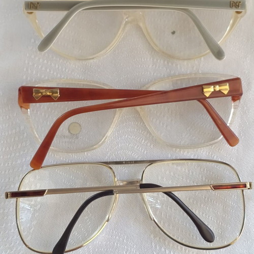 Nina Ricci colorful eyeglass frames used, lot of 9 authentic skeletons