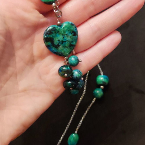 Gregio long silver 925 necklace with semi-precious stones like new