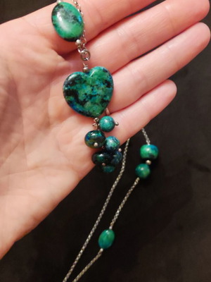 Gregio long silver 925 necklace with semi-precious stones like new