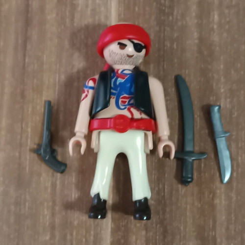 Playmobil Bald Pirate like new with weapon and sword