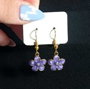 "Purple flower" stainless steel earrings
