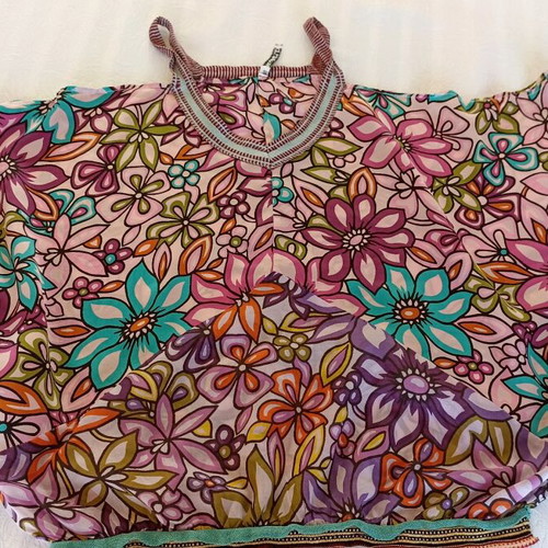 Floral women's silk top like new, size 46, multicolor