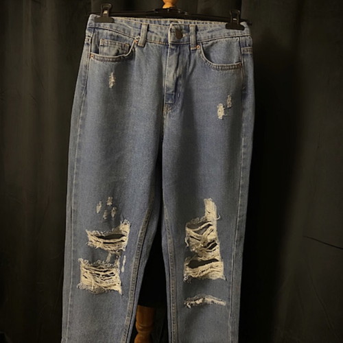 High-waisted jeans size S new light color with rips