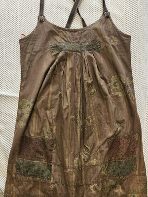 A.L.E. brown mini midi dress with cross straps and pockets