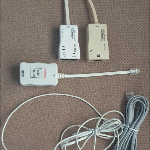 Phone filter, two splitters, two RJ11 cables, three Ethernet cables like new