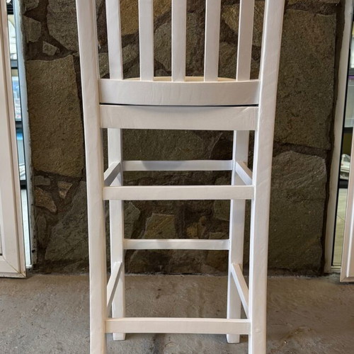 Stool refurbished, white matte lacquer finish