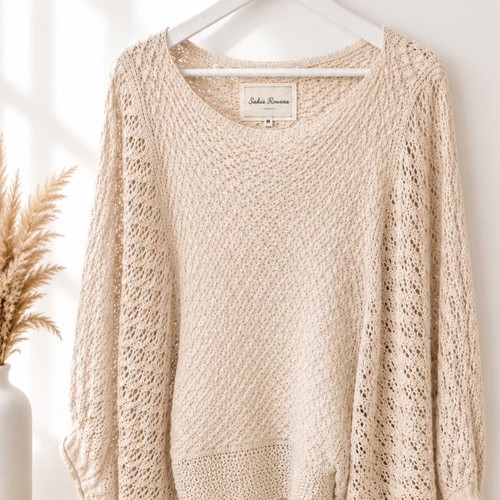Sakis Rouvas knitted sweater new, beige, size S