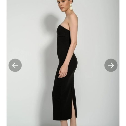 Pink Woman strapless midi dress, black, XS