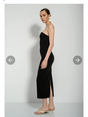 Pink Woman strapless midi dress, black, XS