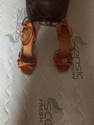 Latin shoes used, leather, gold beige, size 38