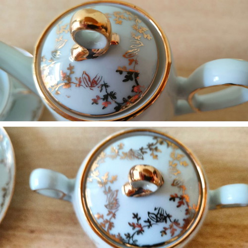Yamaka Japanese Coffee Set Lithophane Geisha New