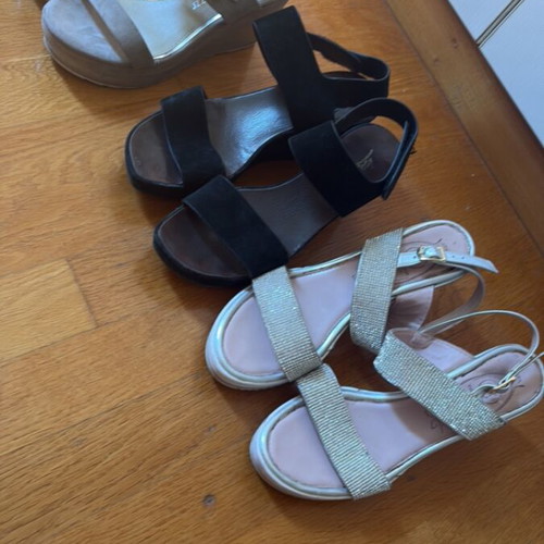 Marco Tozzi platform sandals used, pack of 3, size 38, black and silver