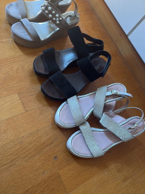 Marco Tozzi platform sandals used, pack of 3, size 38, black and silver