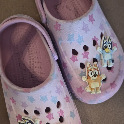 Next Bluey clogs like new, size 28, pink and purple