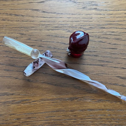 Glass writing pen with box, special stand and ink