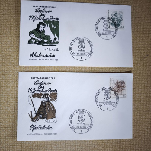 German FDC envelopes 1969 Berlin, like new, set of 2