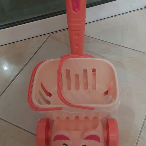 Trolley with basket teddy bear imitation toy like new
