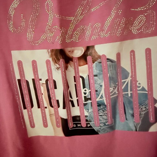 Pink oversized T-shirt with Valentine print and rhinestones like new, XL-XXL
