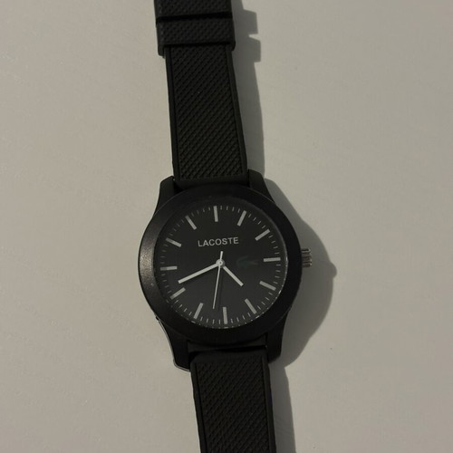 Lacoste all-black watch with silicone strap