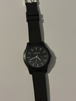 Lacoste all-black watch with silicone strap
