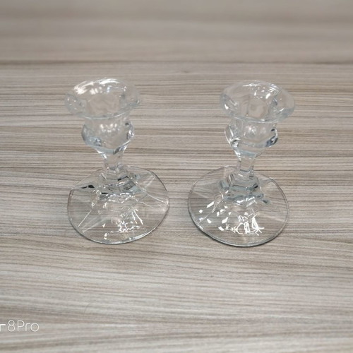 Glass candle holder used set of 2 pieces