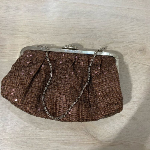 Bronze hand bag used with sequins and chain