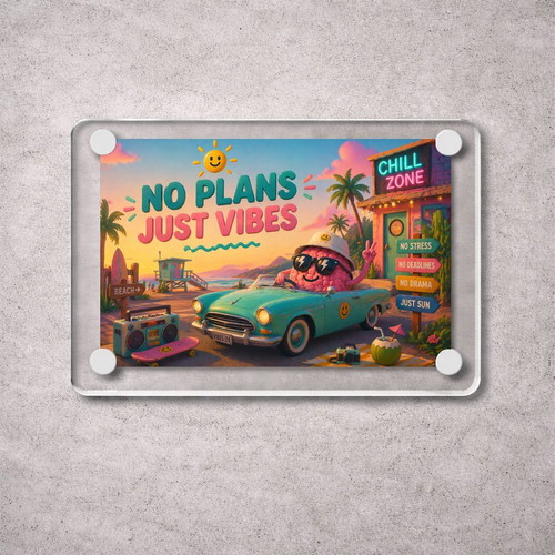 Acrylic fridge magnet No Plans new, summer brainrot meme