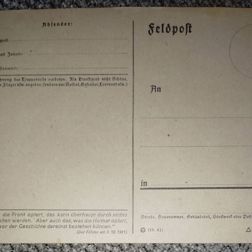 Lot of 3 Authentic Feldpost Cards (1941-1942) Germany Reich New