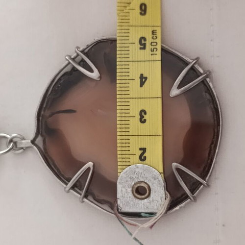 Silver necklace with brown agate, like new, 925 chain