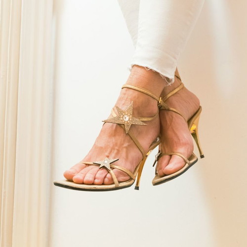 Anastazi Bournazos heels 10 cm used with Swarowski crystals
