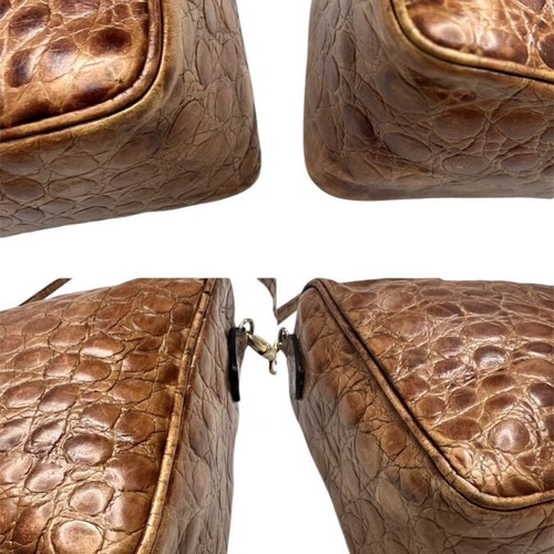 Salvatore Ferragamo vintage δερμάτινη τσάντα ώμου μεταχειρισμένη, καφέ