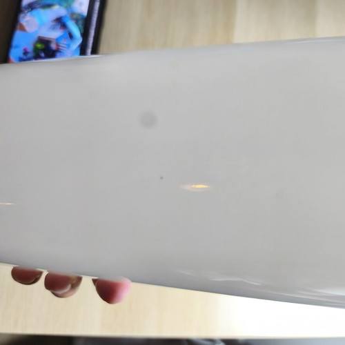 Glass vase 30cm, white with slight wear