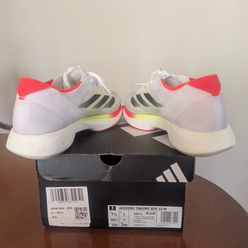 Adidas Adizero Takumi Sen 10 running shoes, white black lucid red