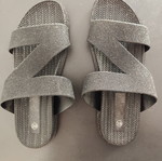 Black glitter sandals size 39 like new, rubber flexible