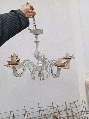 Chandelier painted white used for 5 bulbs