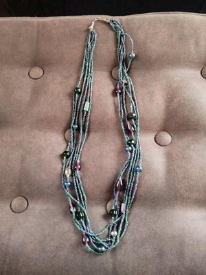 Boho vintage style necklace used with multicolored Murano glass beads